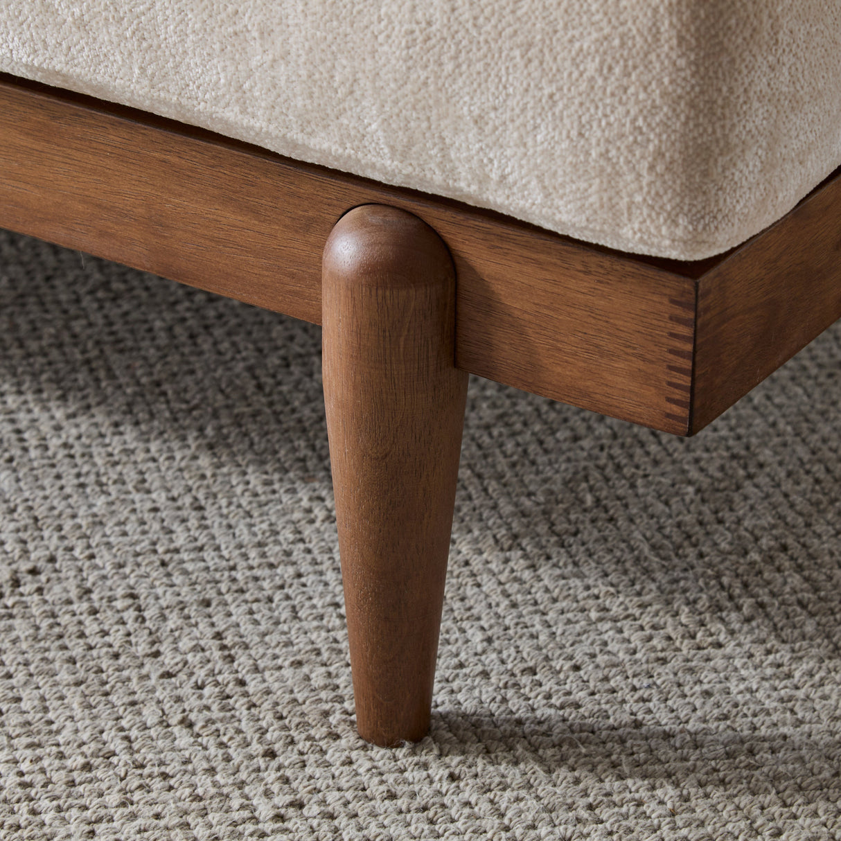 3-Seater Boucle Sofa with Cane Rattan and Wooden Frame - OROA