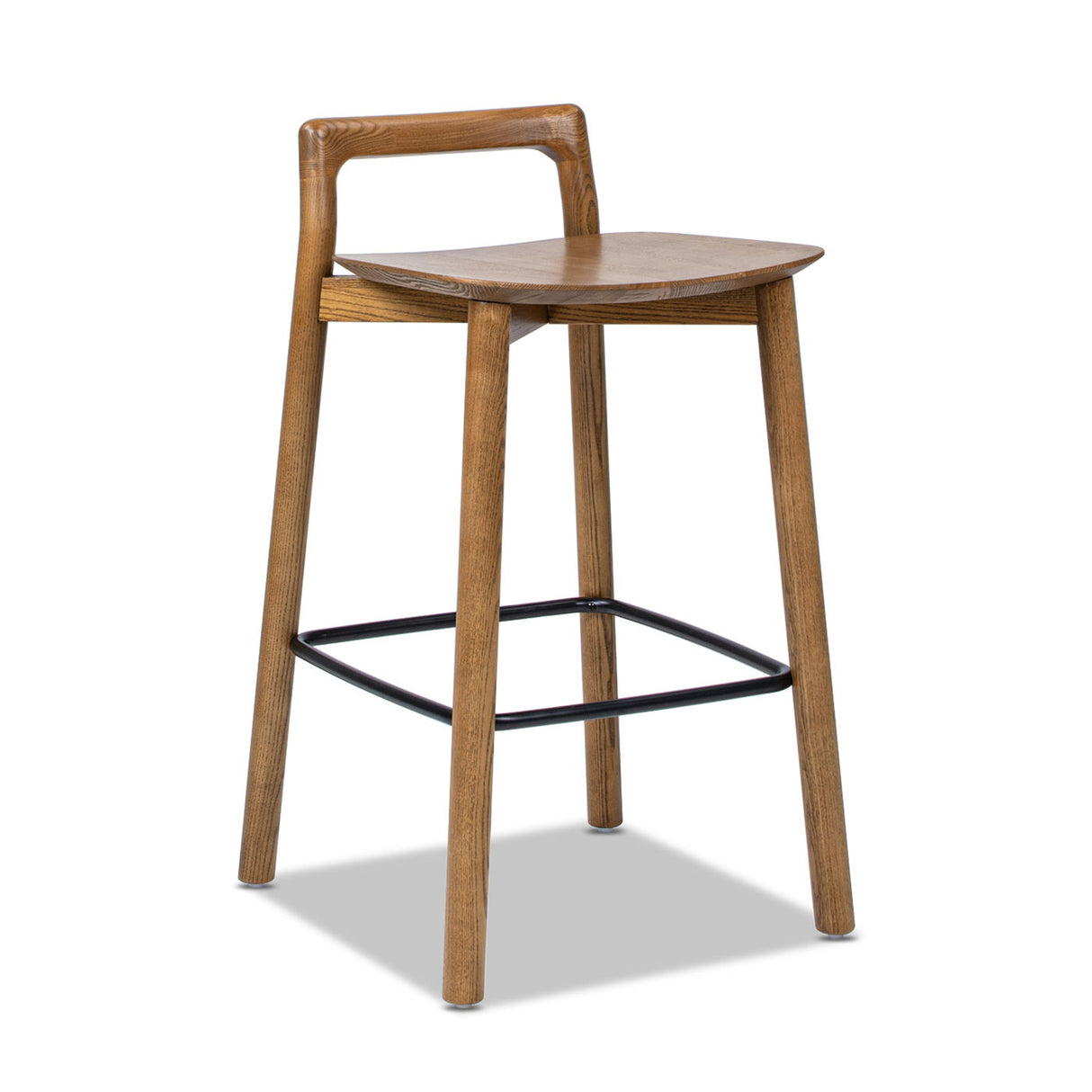 Minimalist Low Back Walnut Counter Stool - OROA