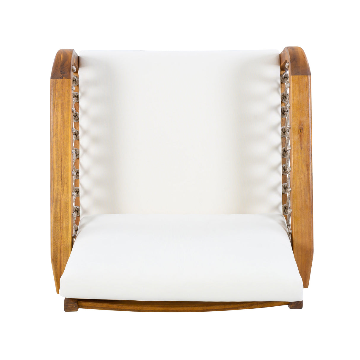 Teak - Outdoor Acacia Wood Club Chair with Handwoven Rope