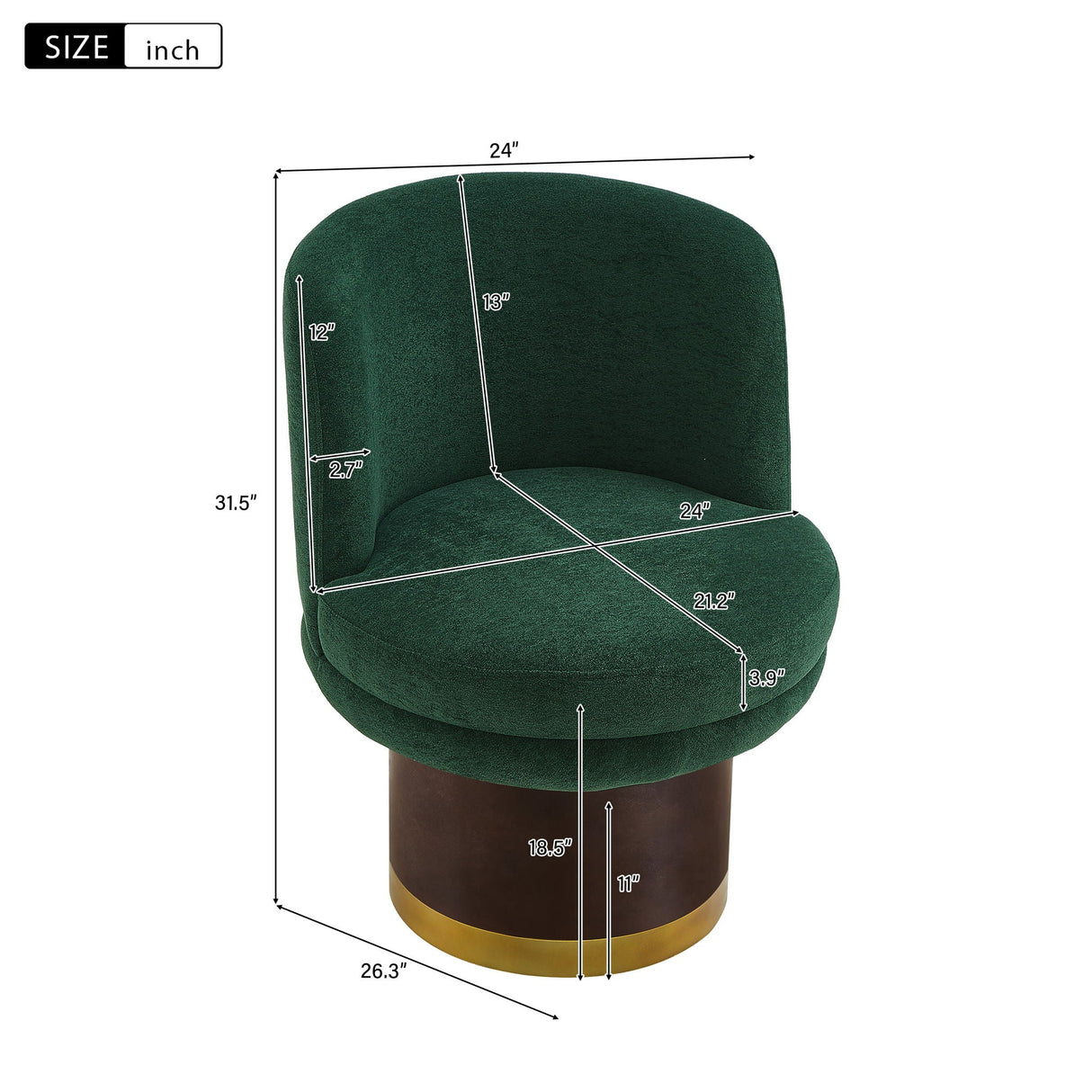 Round Swivel Accent Chair With Curved Backrest - Fall