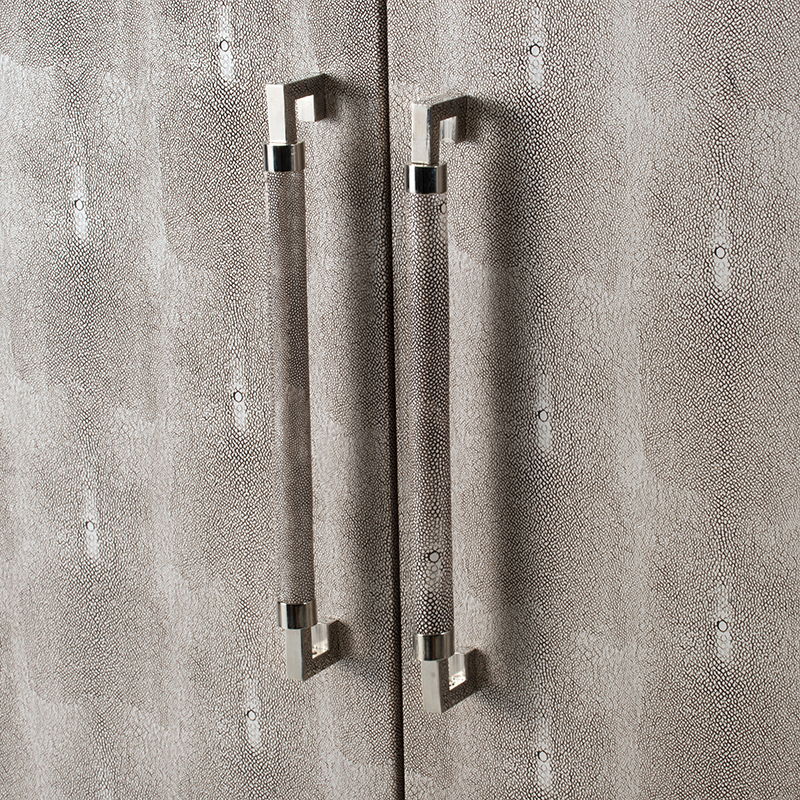 Modern Cabinet - Wood & Silver Finish