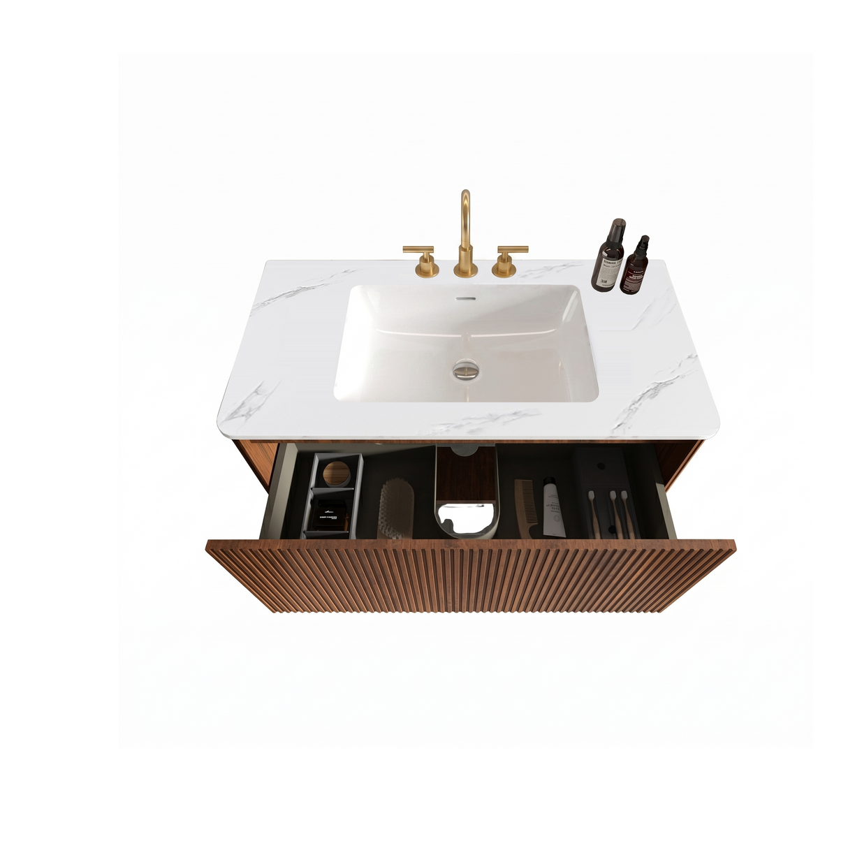 Striped Walnut Bathroom Vanity - OROA