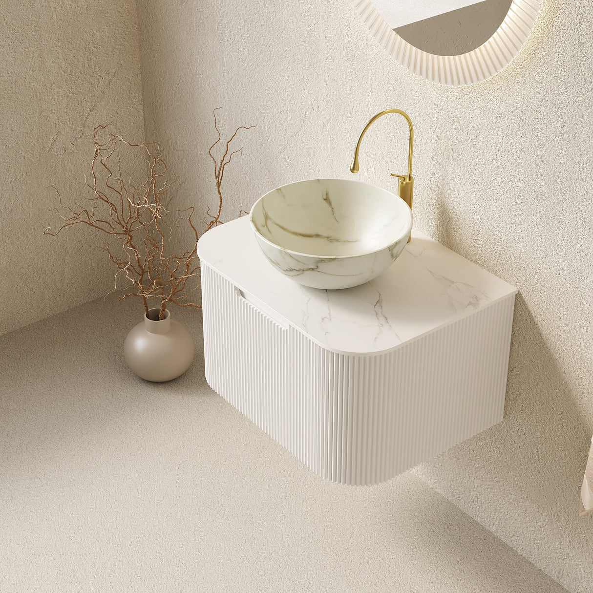 Floating Modern Bathroom Vanity & Sink - OROA