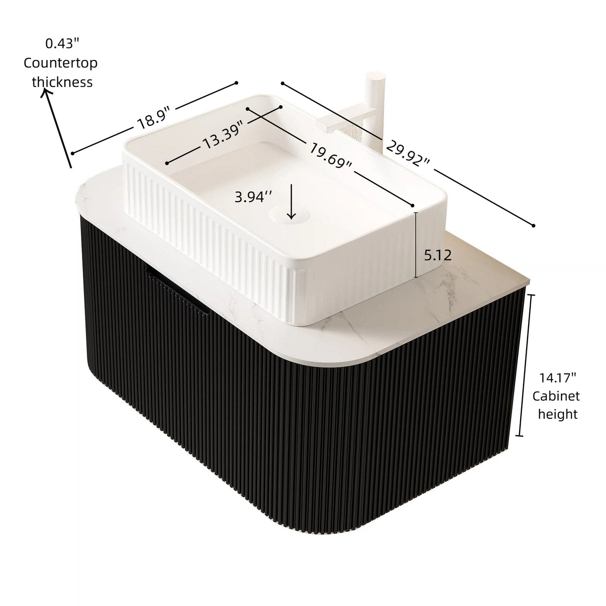 Floating Bathroom Vanity & Sink - OROA