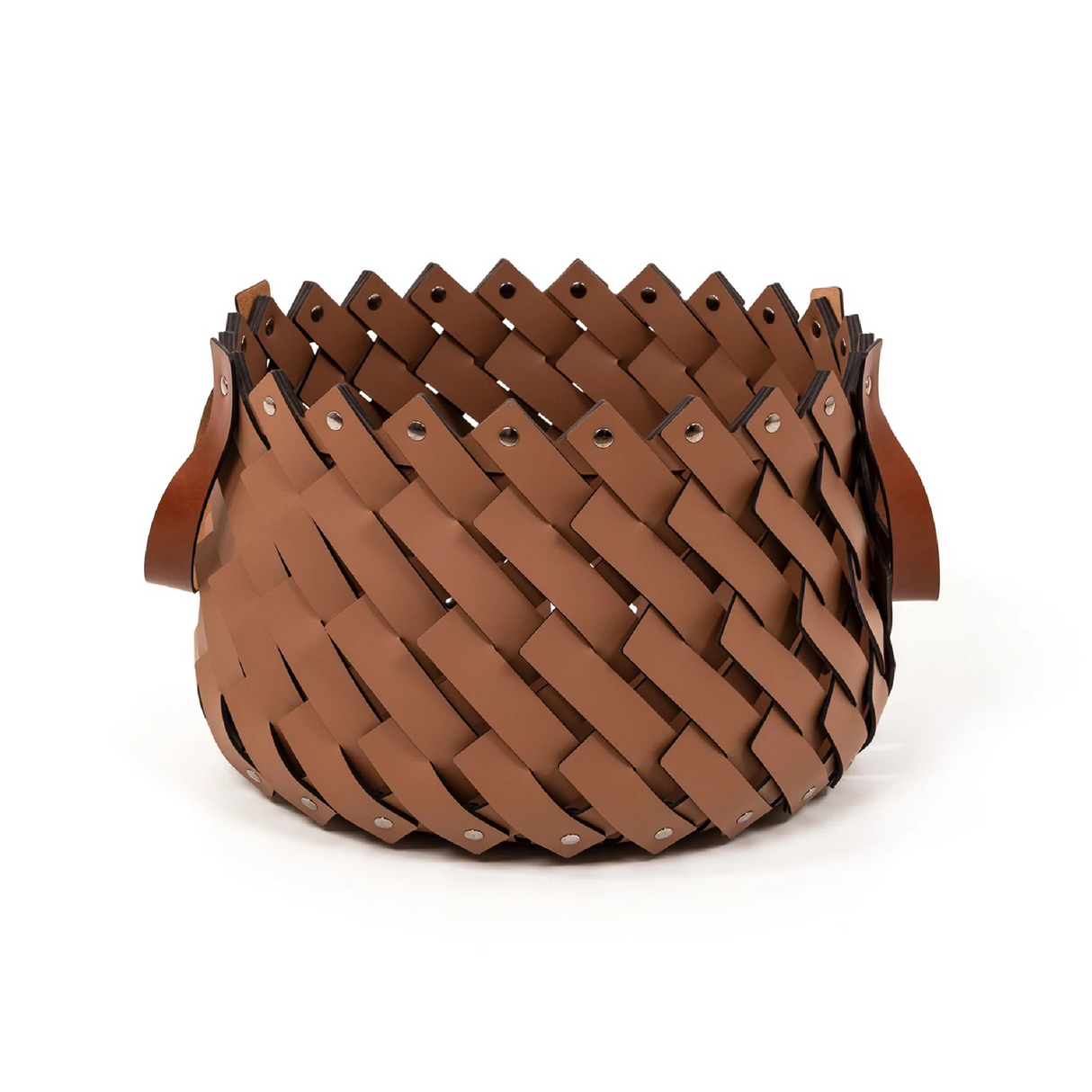 Leather Strips Basket with Handles S | Pinetti Almeria | OROA.com