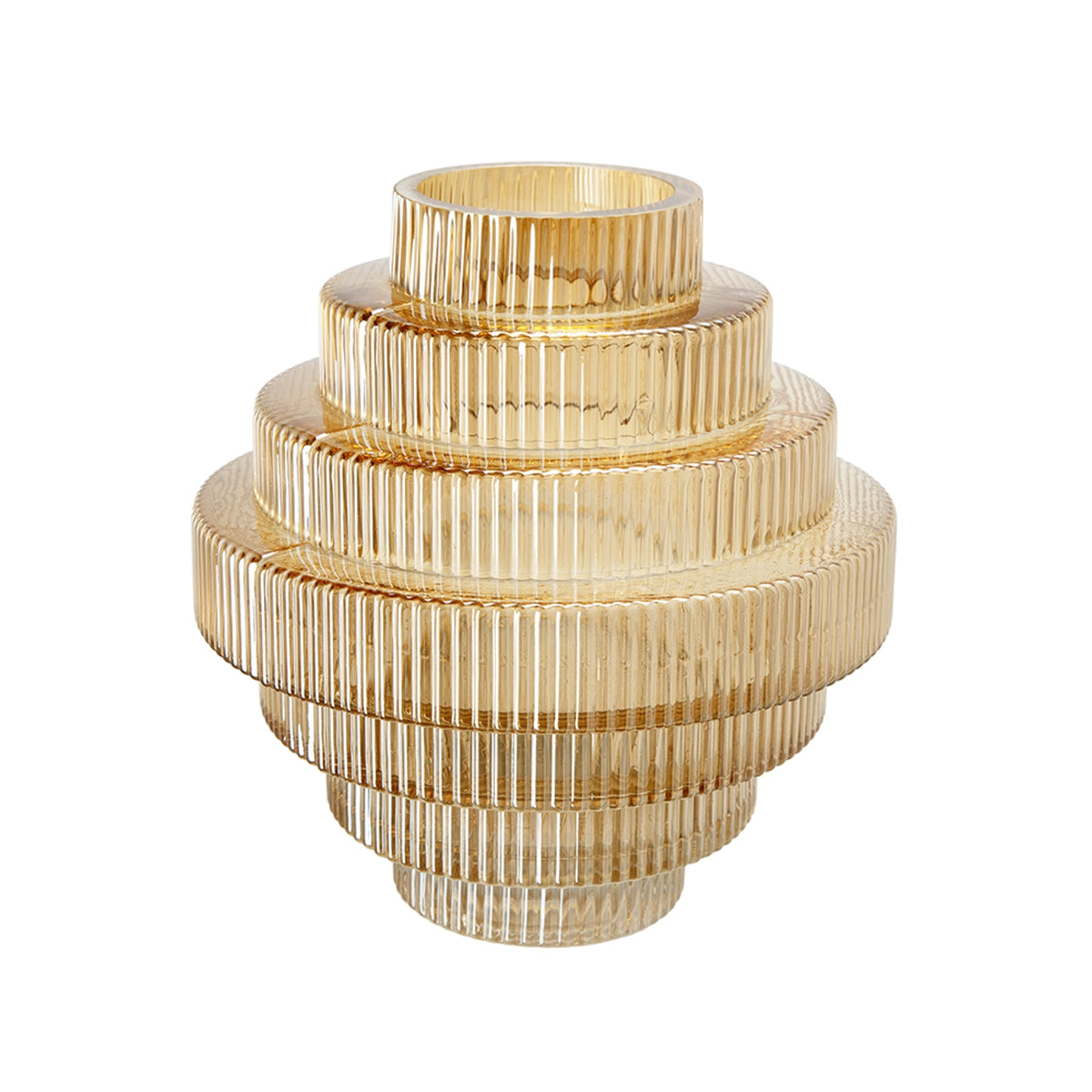 Tiered Geometric Amber Luster Clear Vase
