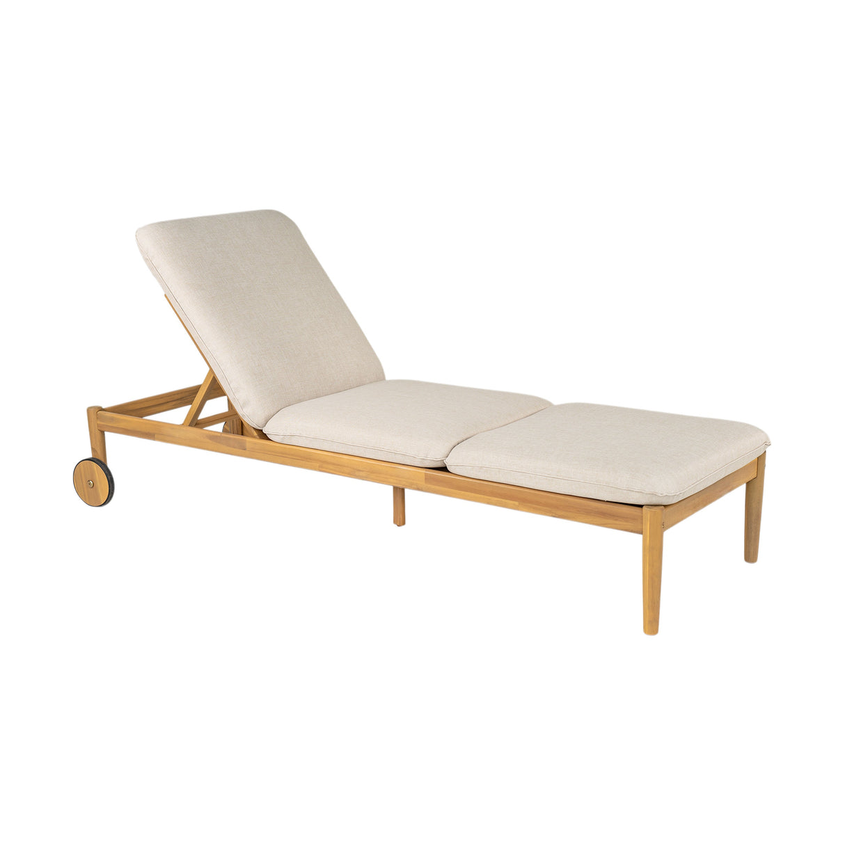 Riviera Outdoor Chaise Lounge with Wheels, Acacia Wood Frame (S/2)