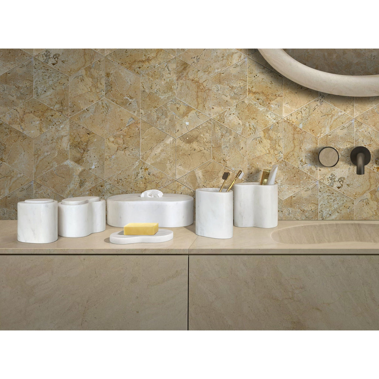 Elegant Marble Bathroom Accessories Set - OROA (S/6)