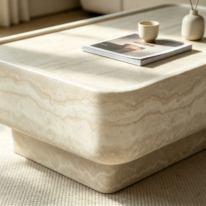 Cove Travertine-Look Floating Coffee Table | OROA