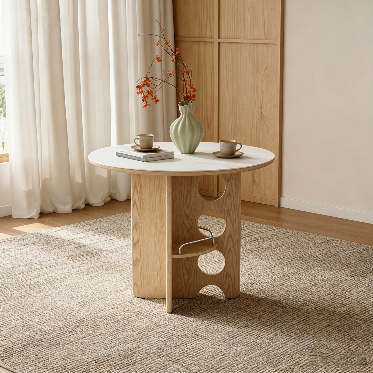 White Medieval Style Round Dining Table | Maison Naturelle