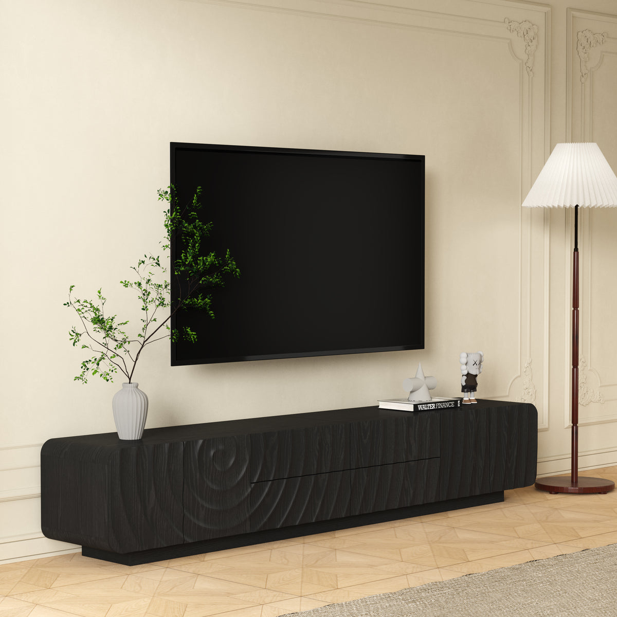 Black Wave Front Media Console 86 Inch – OROA, view 2