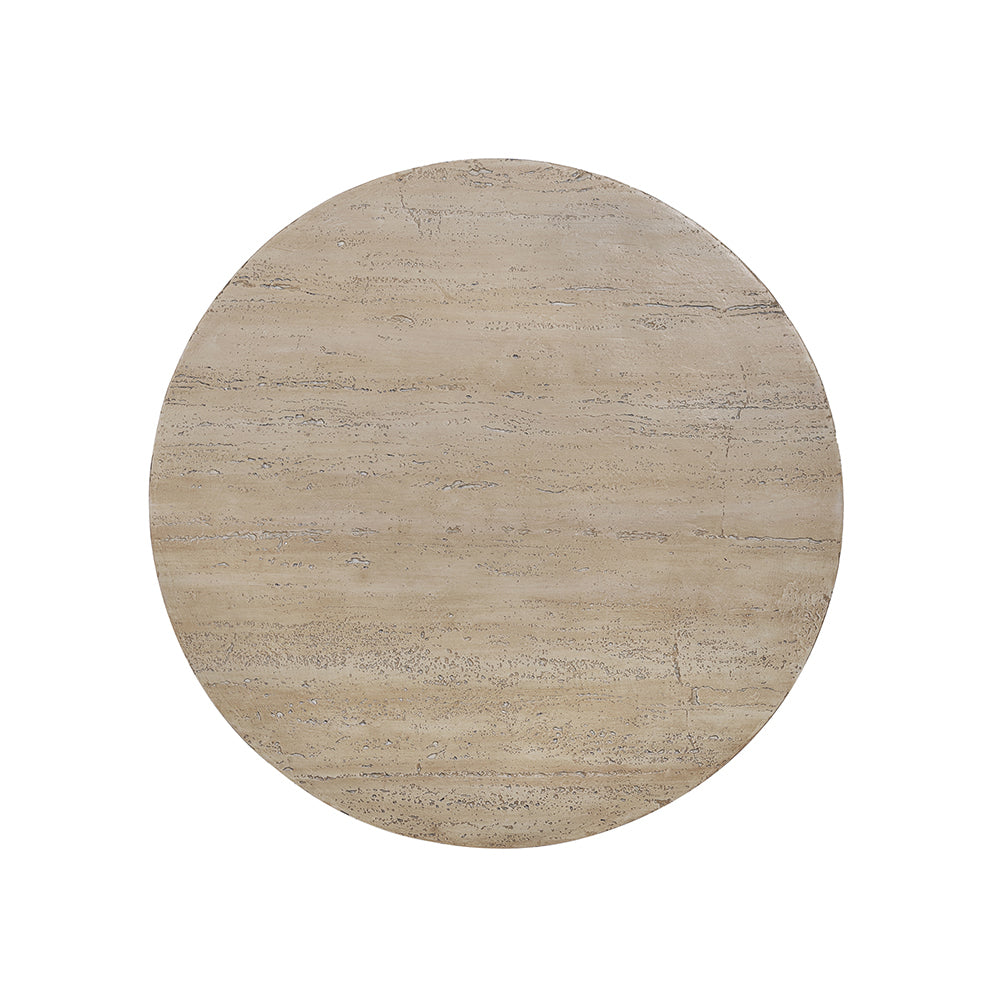 Textured Cream Round Pedestal Dining Table – OROA, view 5