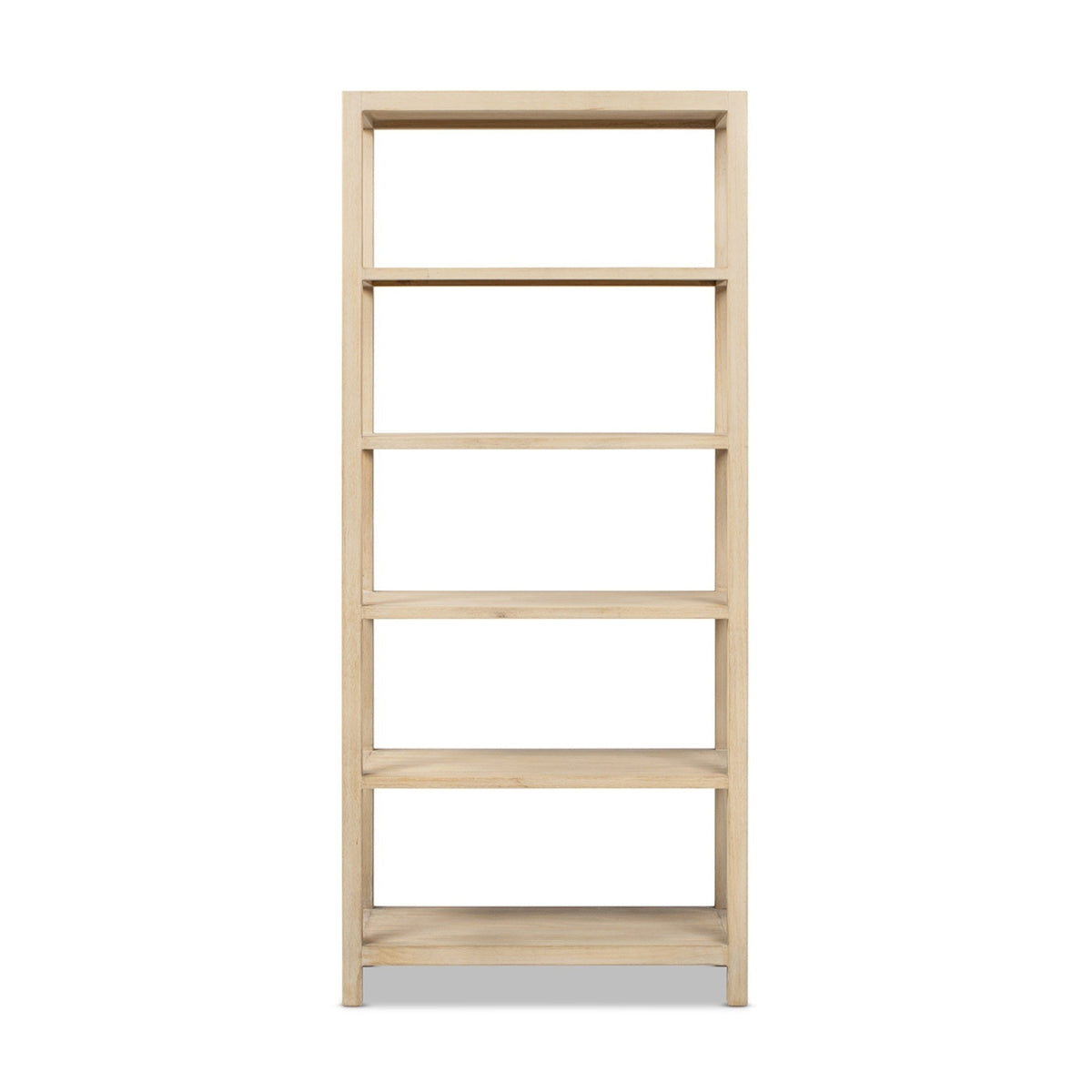 Ellis Reclaimed Pine 5-Shelf Open Frame Bookcase, Light Natural Cerused - OROA Online Furniture