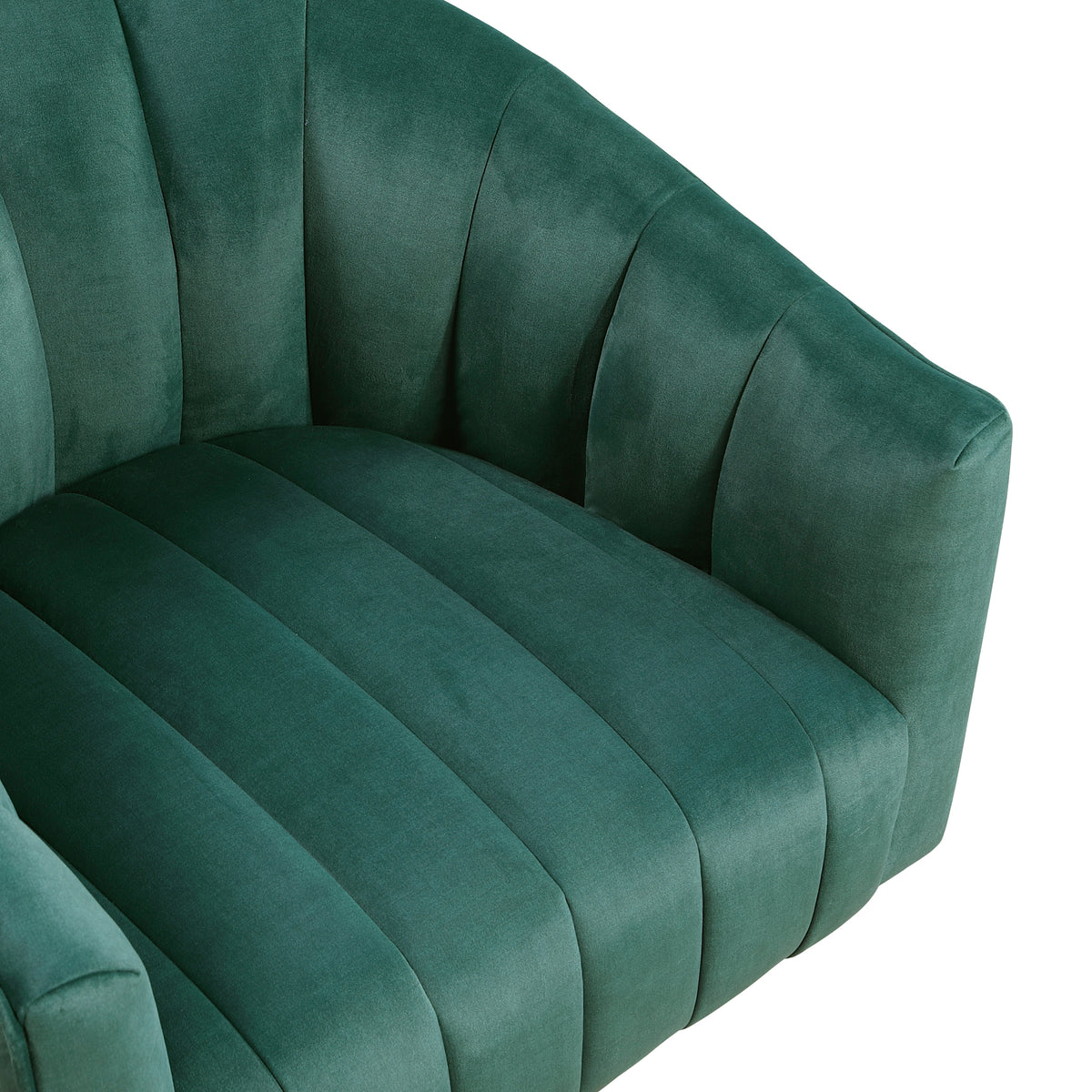 Dark Green Channel Stitched Velvet Swivel Chair – OROA, view 6