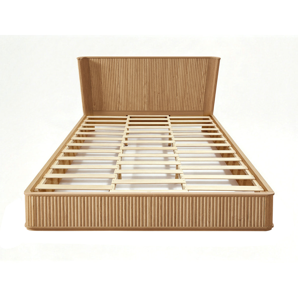 Natural Oak Finish Fluted King Platform Bed – OROA, view 5