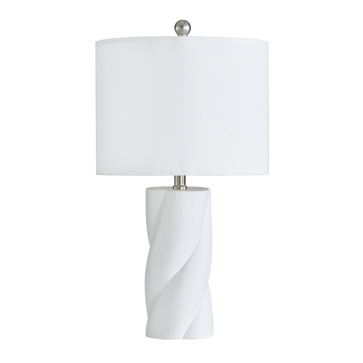White Sculpted Ceramic Table Lamps — single lamp front view