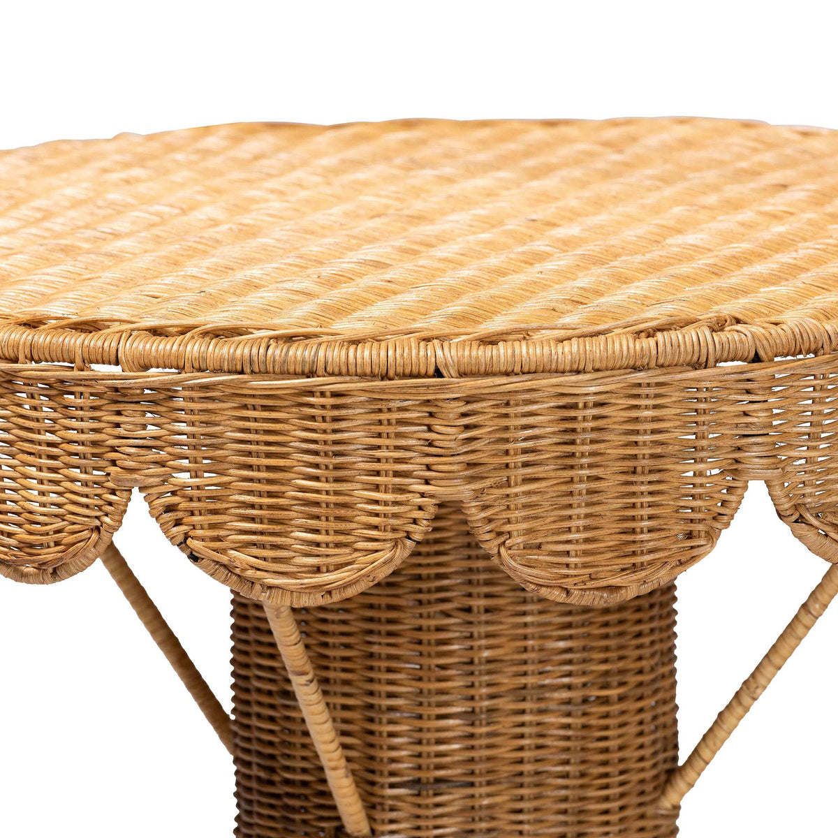 Honey Rattan Scalloped Console Table – OROA, view 2