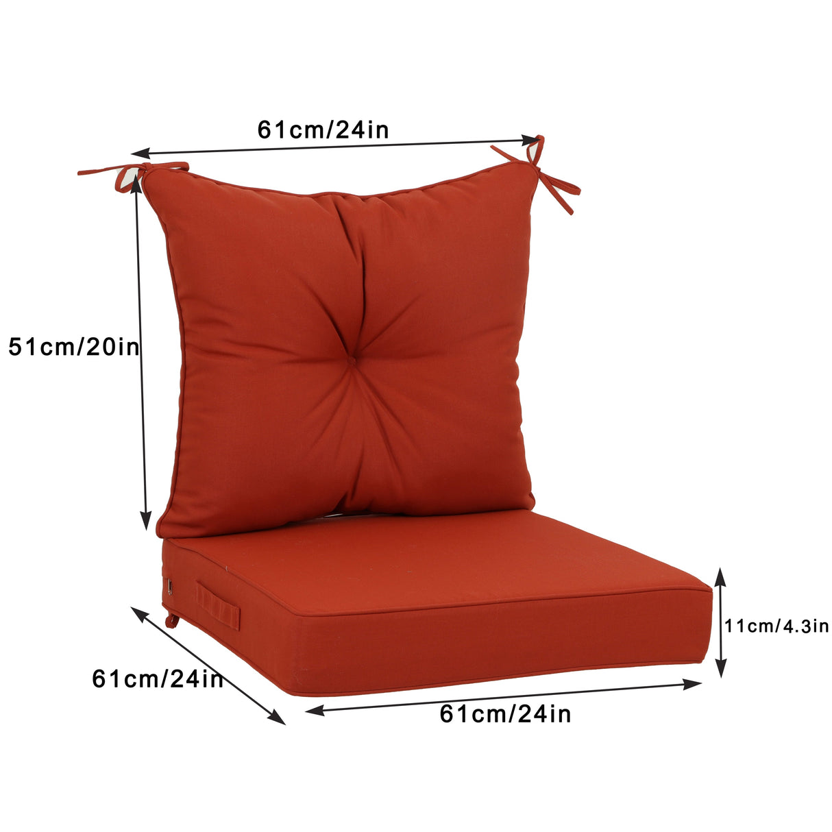 Outdoor Deep Seat Cushions for Patio Furniture, (S/2)