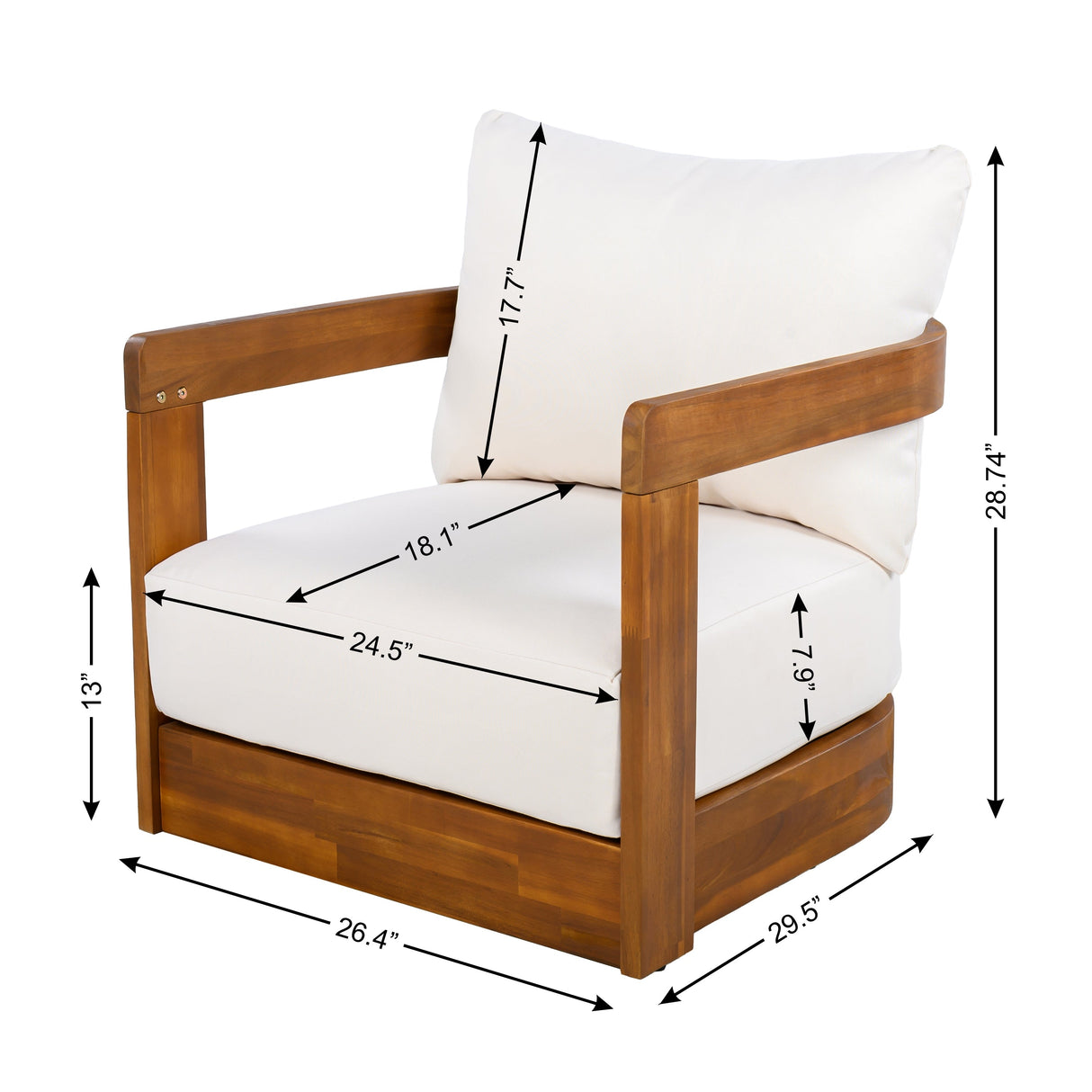 Premium Acacia Wood Outdoor Club Chair Capri