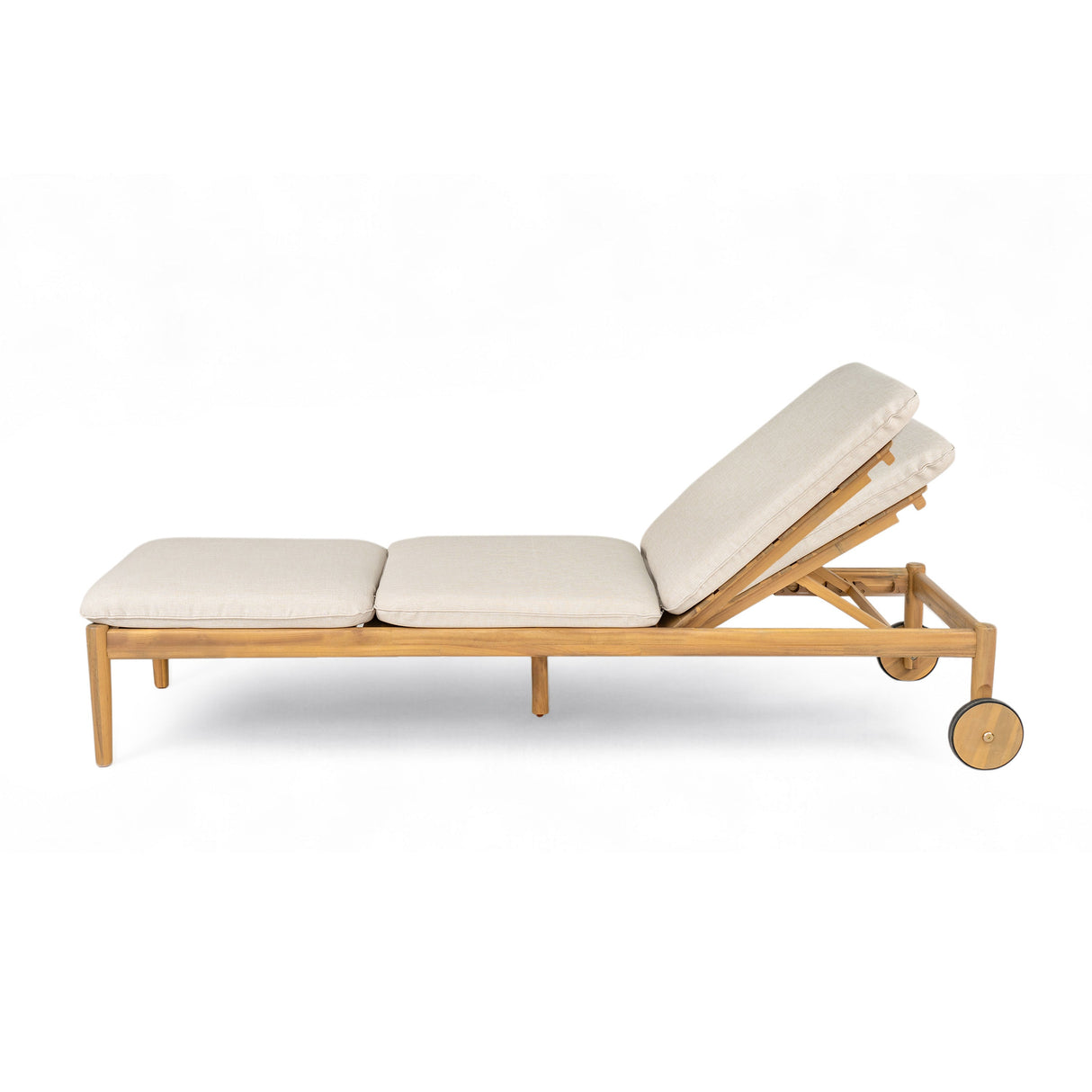 Riviera Outdoor Chaise Lounge with Wheels, Acacia Wood Frame (S/2)