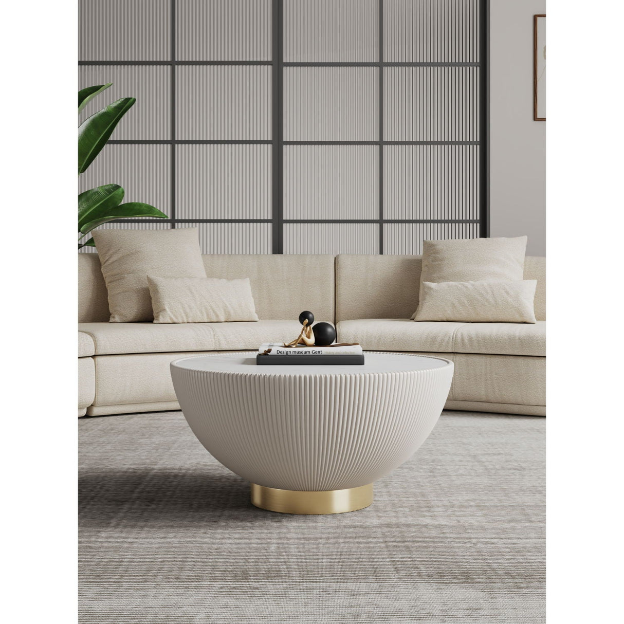 Stylish Coffee Table Round - Gold Base