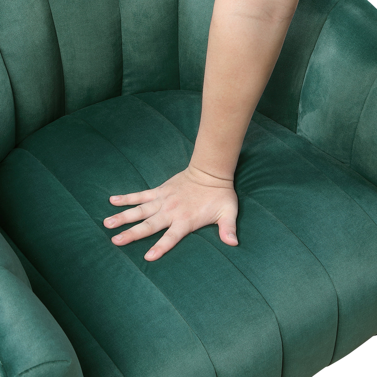 Dark Green Channel Stitched Velvet Swivel Chair – OROA, view 7