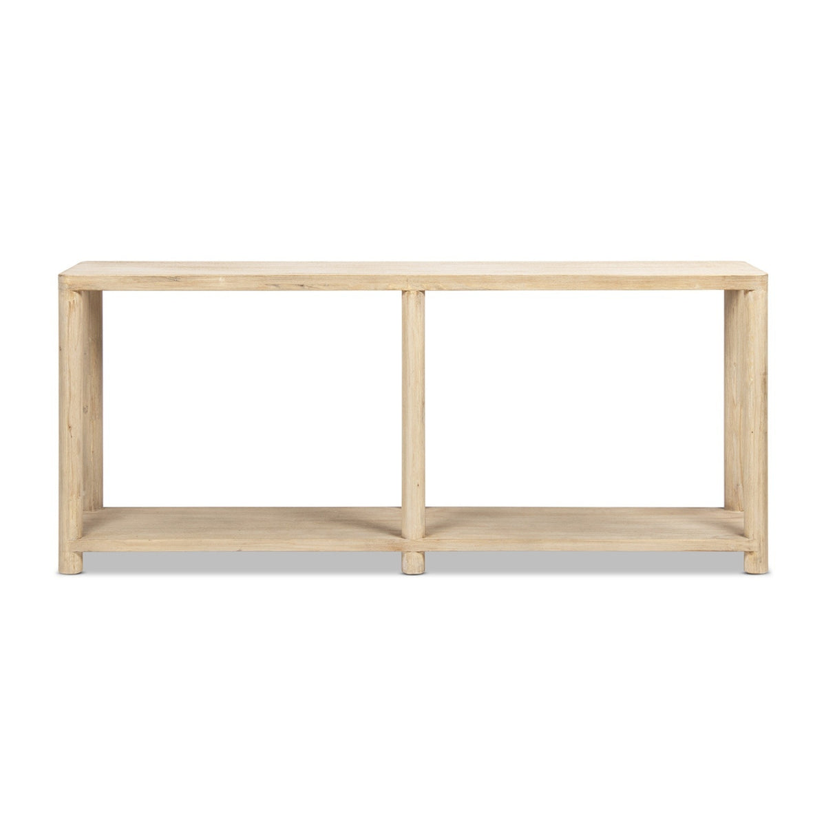 Milo Cerused Reclaimed Pine Console Table with Lower Shelf, Light Natural - OROA Online Furniture
