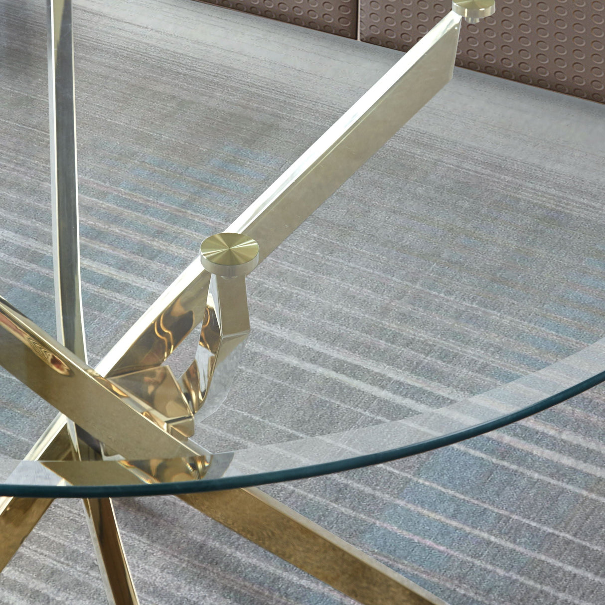 Sculptural Gold & Glass Dining Table - OROA