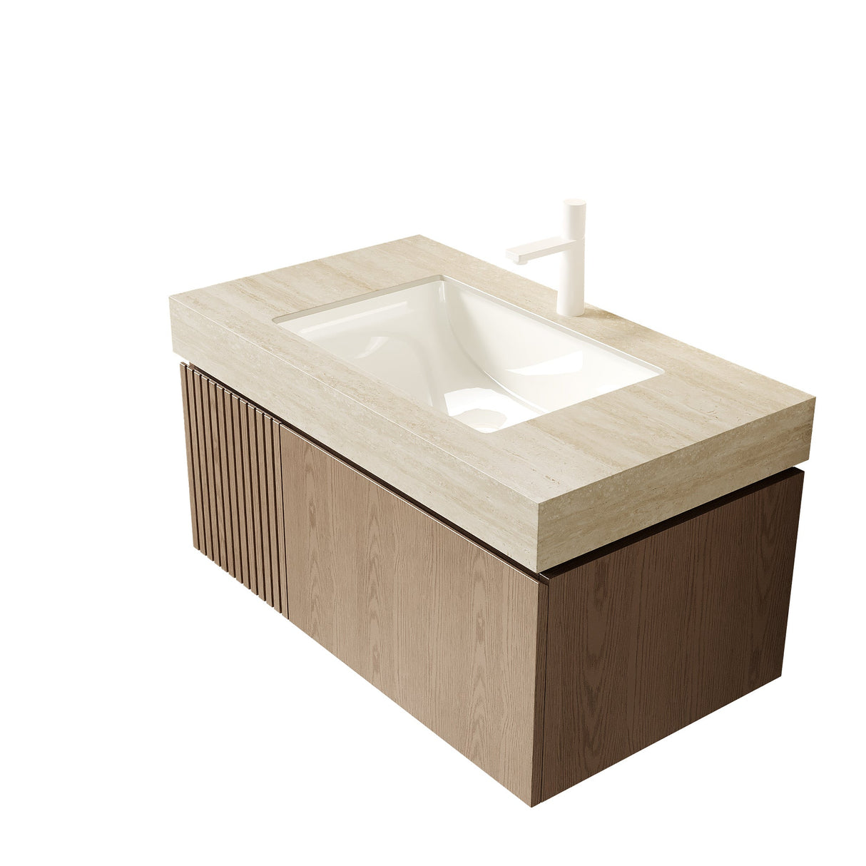 Modern Travertine Bathroom Vanity & Sink - OROA