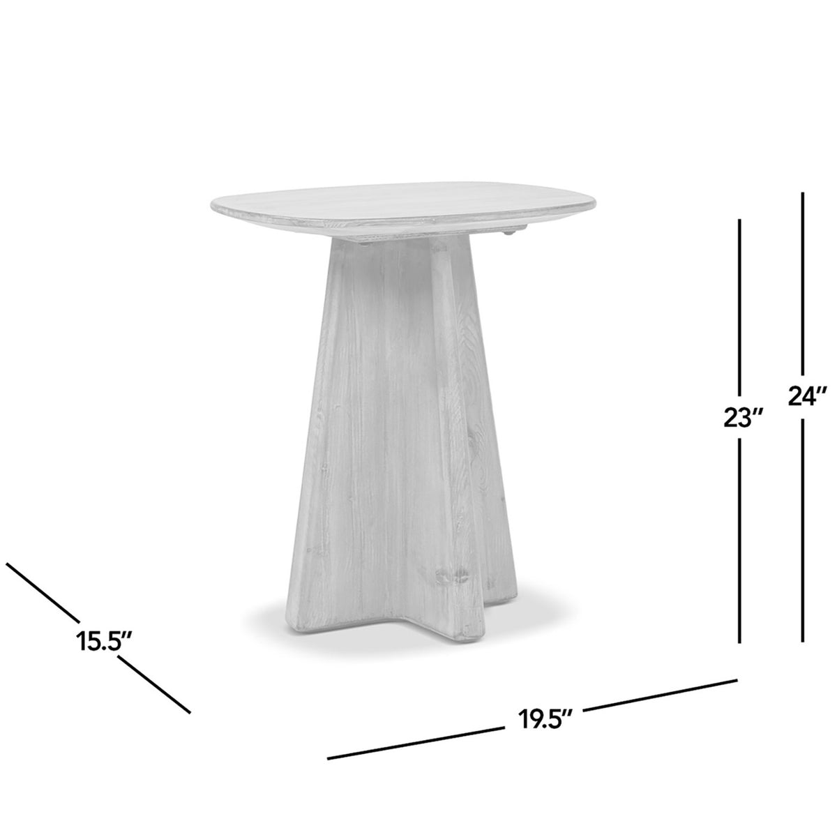 Clarence Rectangular End Table with Sculptural Pedestal Base, Antique Natural Brown Reclaimed Pine - OROA Online Furniture