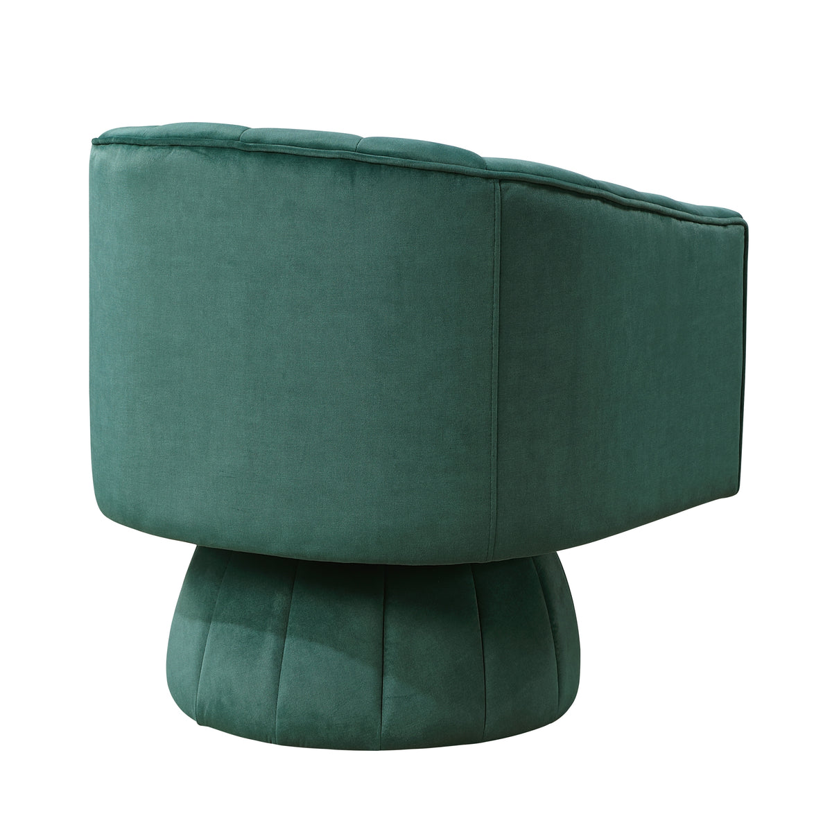 Dark Green Channel Stitched Velvet Swivel Chair – OROA, view 4
