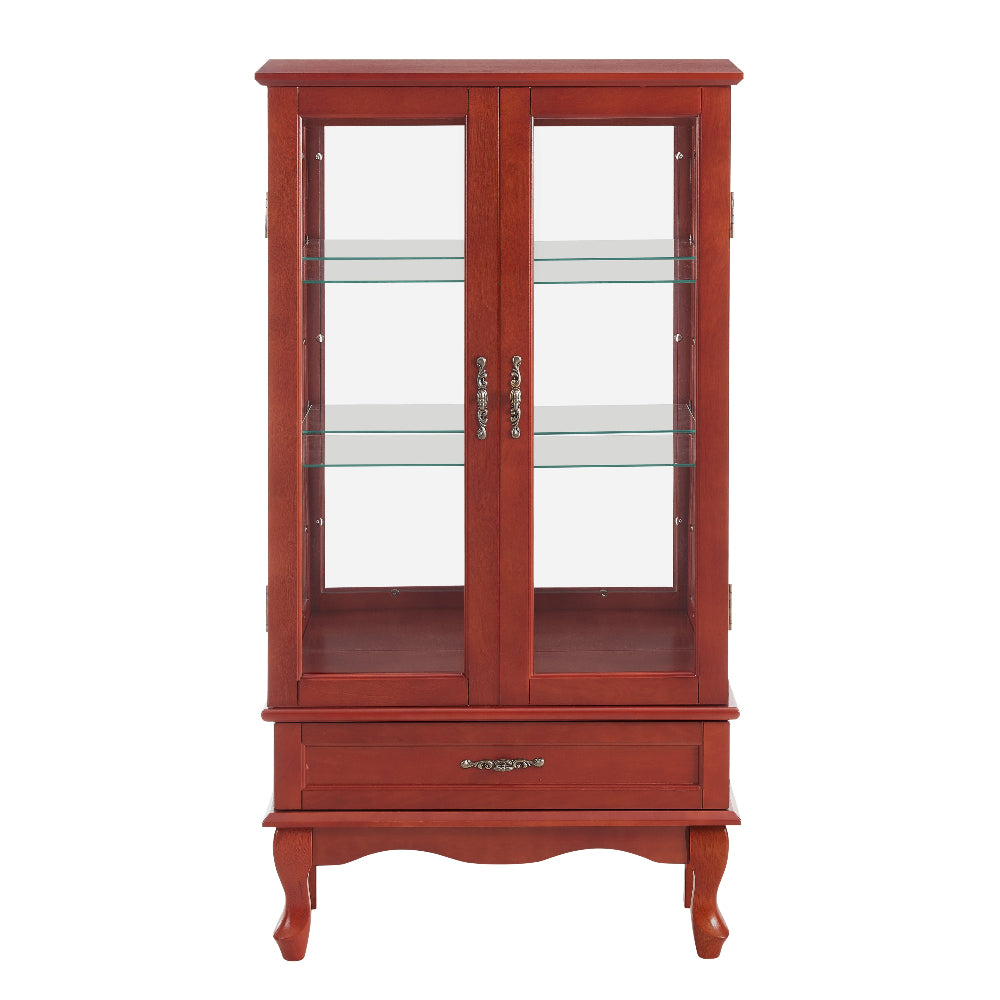 Cherry Wood Illuminated Display Cabinet