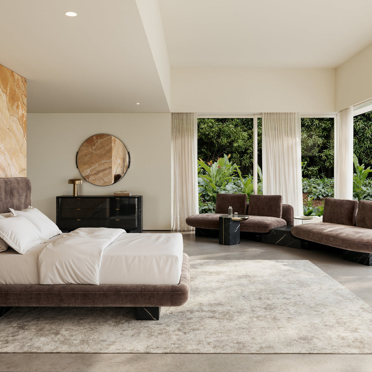 Dark Taupe 2-Panel Bed – Overlap – angled view