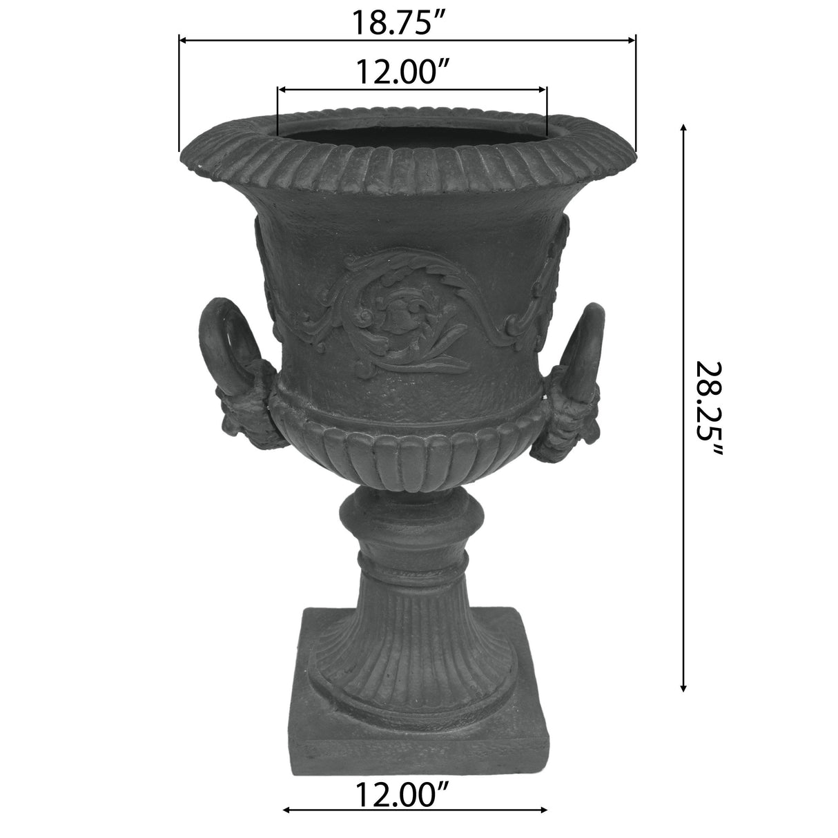 MGO Garden Urn Planter Black