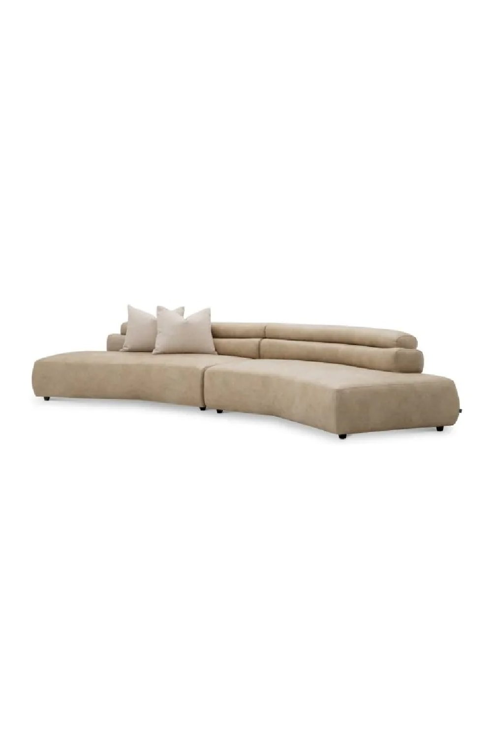 Beige Leather Curved Sofa | Eichholtz Marvella | Oroa.com