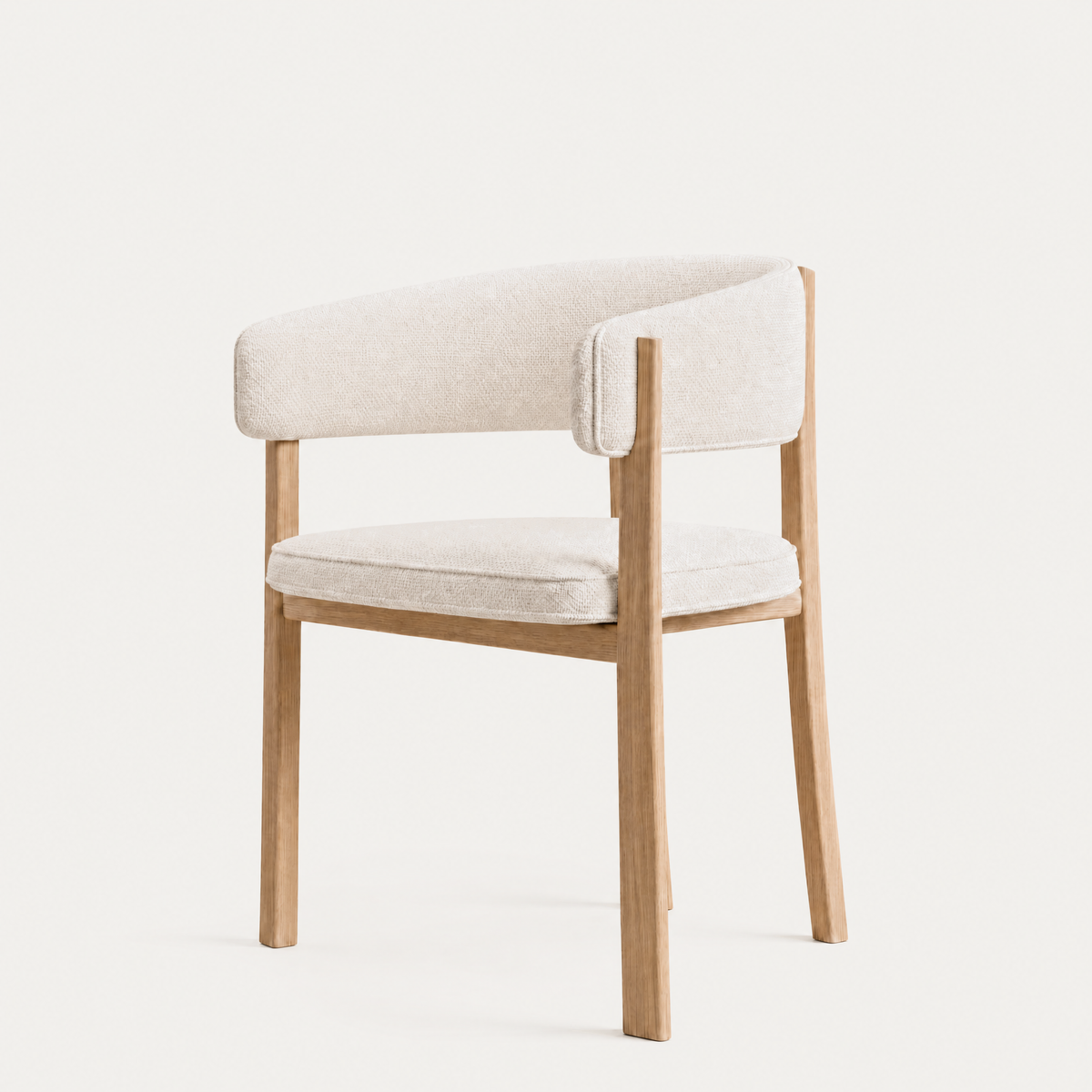 Alpine White and Natural Oak Avila Dining Chair with curved upholstered backrest.