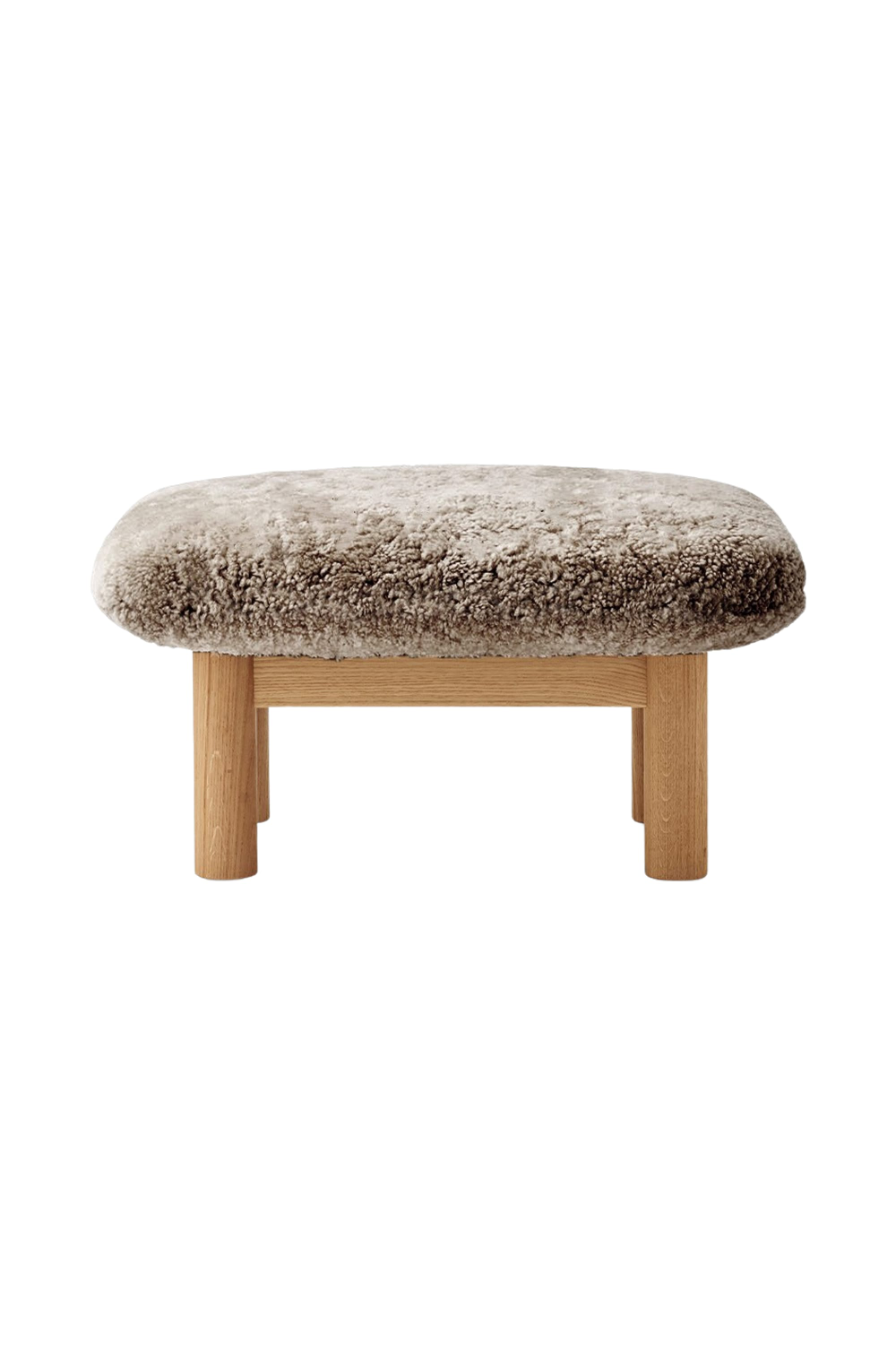 Wooden Leg Sheepskin Ottoman | Audo Copenhagen Brasilia | Oroa.com