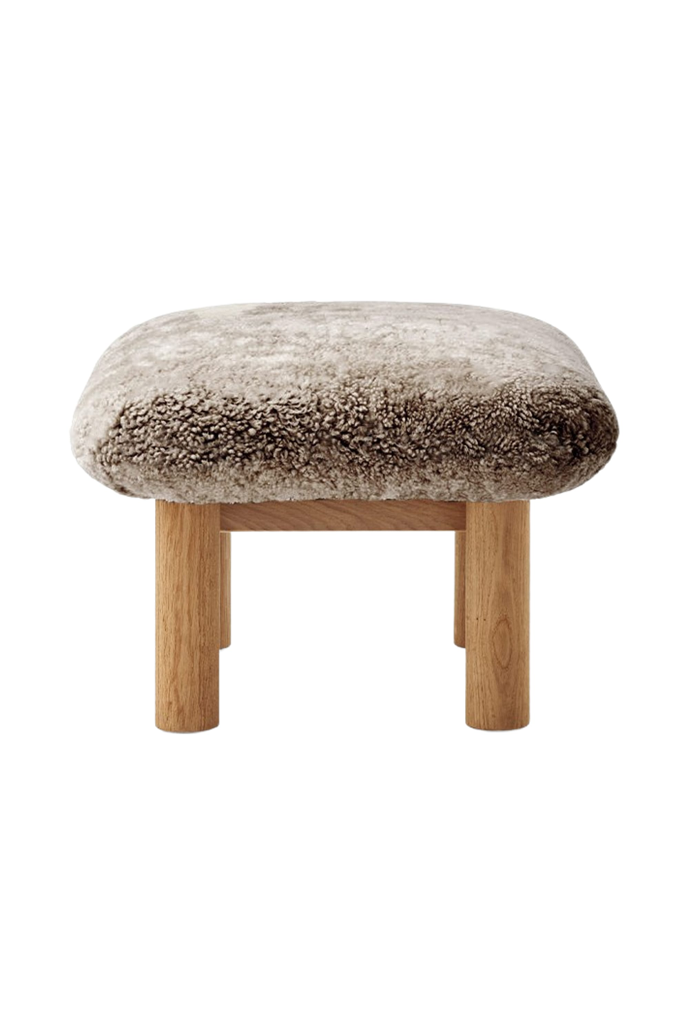 Wooden Leg Sheepskin Ottoman | Audo Copenhagen Brasilia | Oroa.com