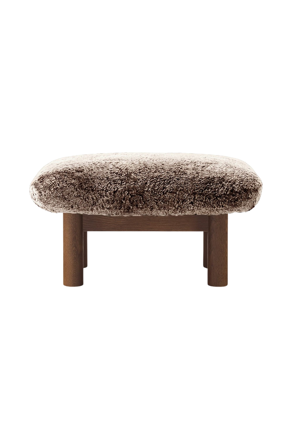 Wooden Leg Sheepskin Ottoman | Audo Copenhagen Brasilia | Oroa.com
