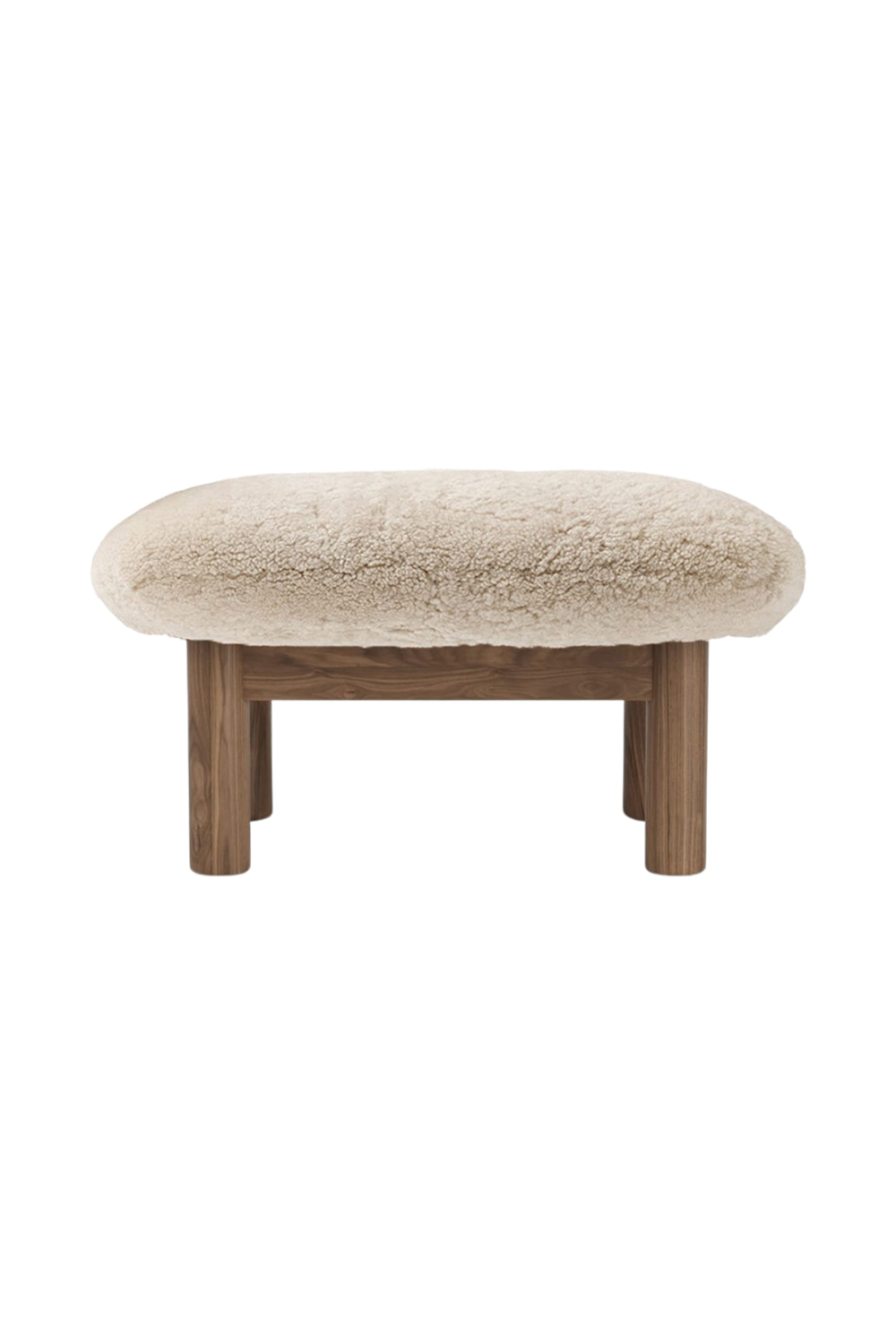 Wooden Leg Sheepskin Ottoman | Audo Copenhagen Brasilia | Oroa.com