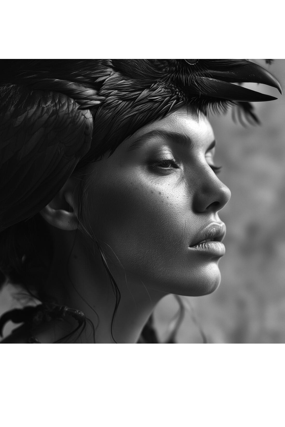 Raven-Headdressed Woman Plexiglass Artwork | Andrew Martin Inspired | Oroa.com