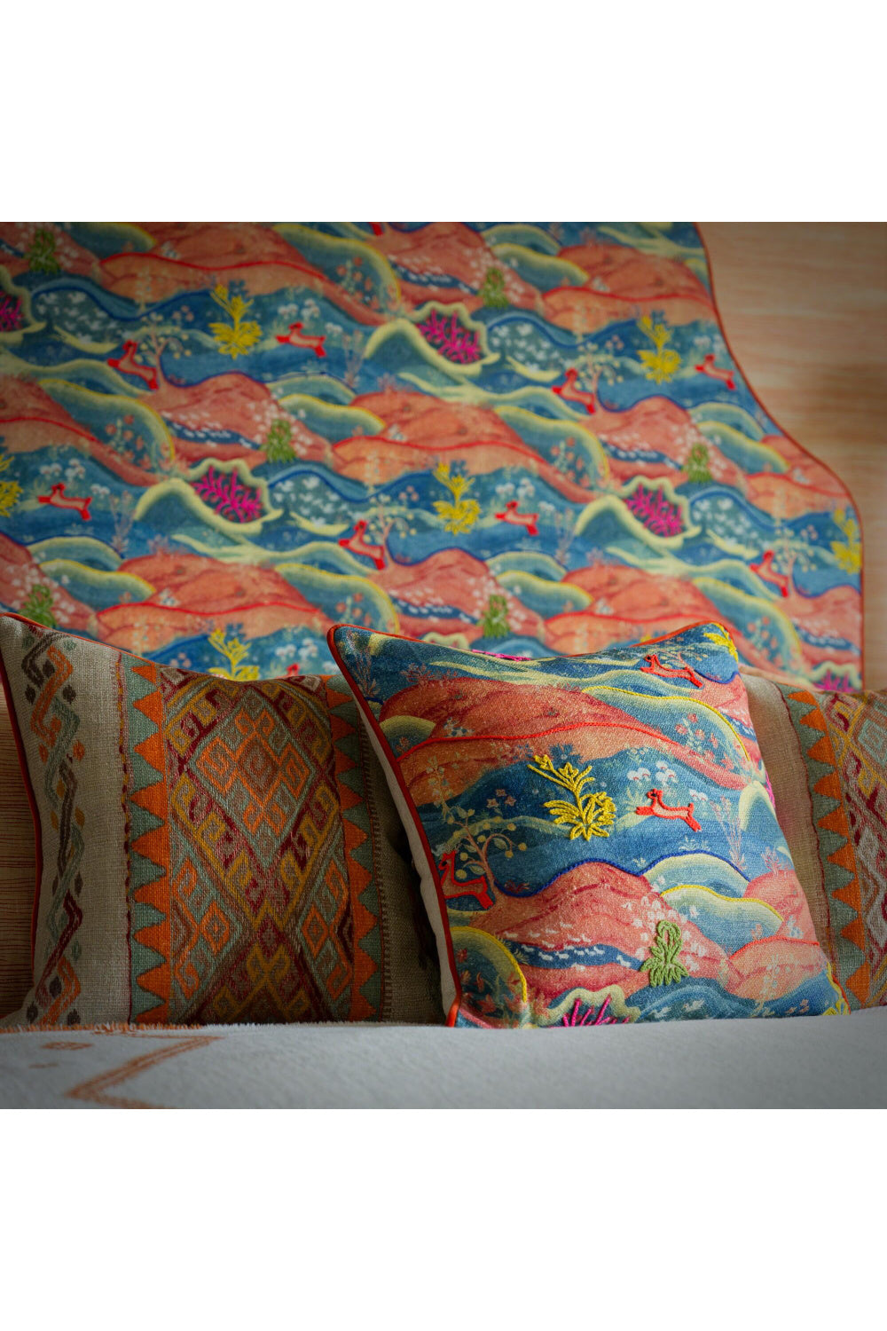 Painterly Embroidered Cushion | Oroa.com