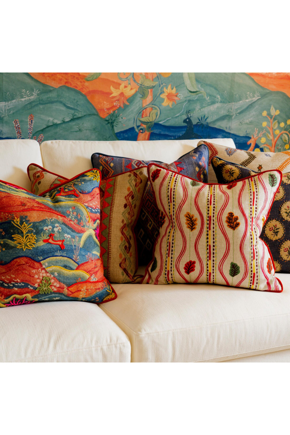 Painterly Embroidered Cushion | Oroa.com
