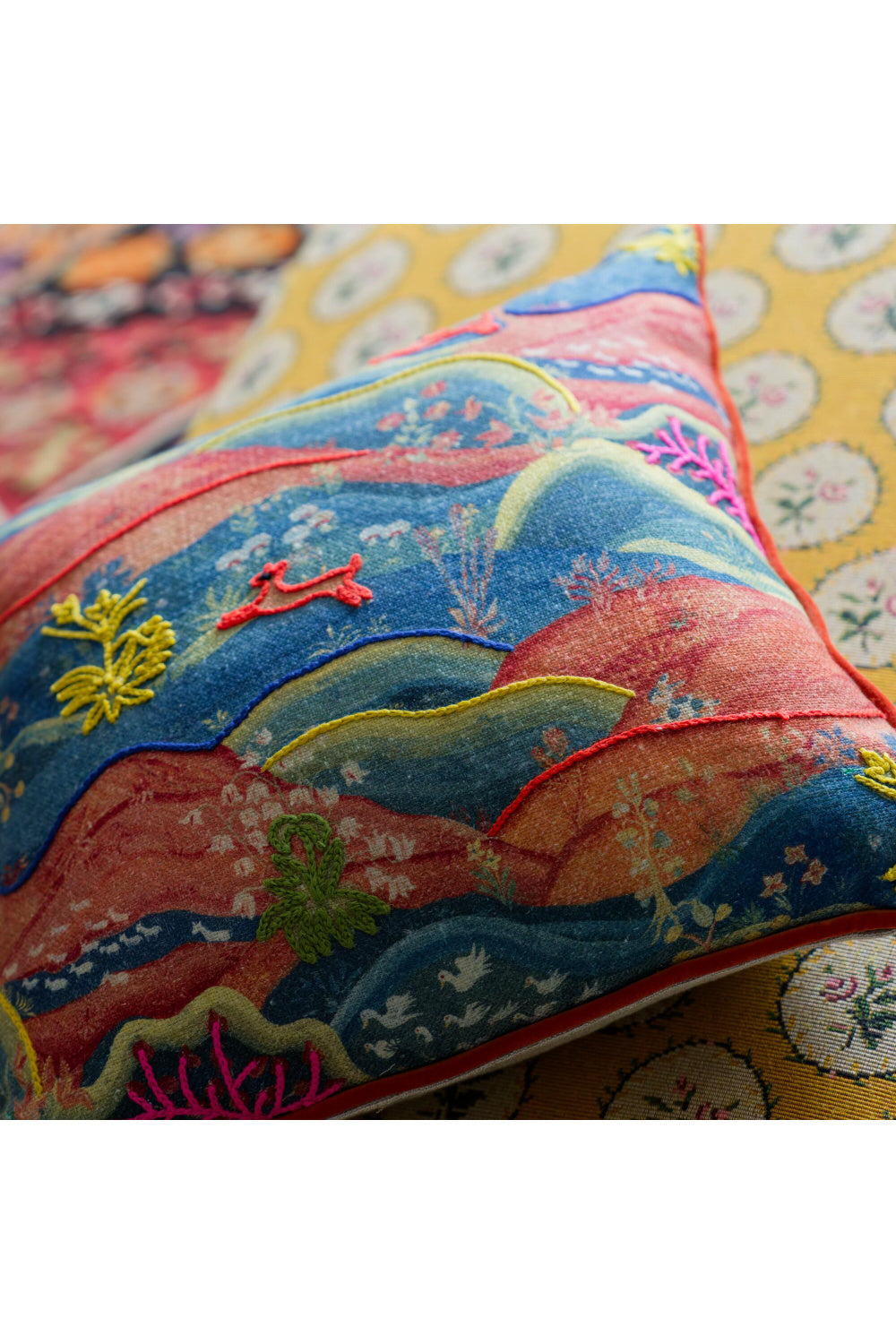 Painterly Embroidered Cushion | Oroa.com