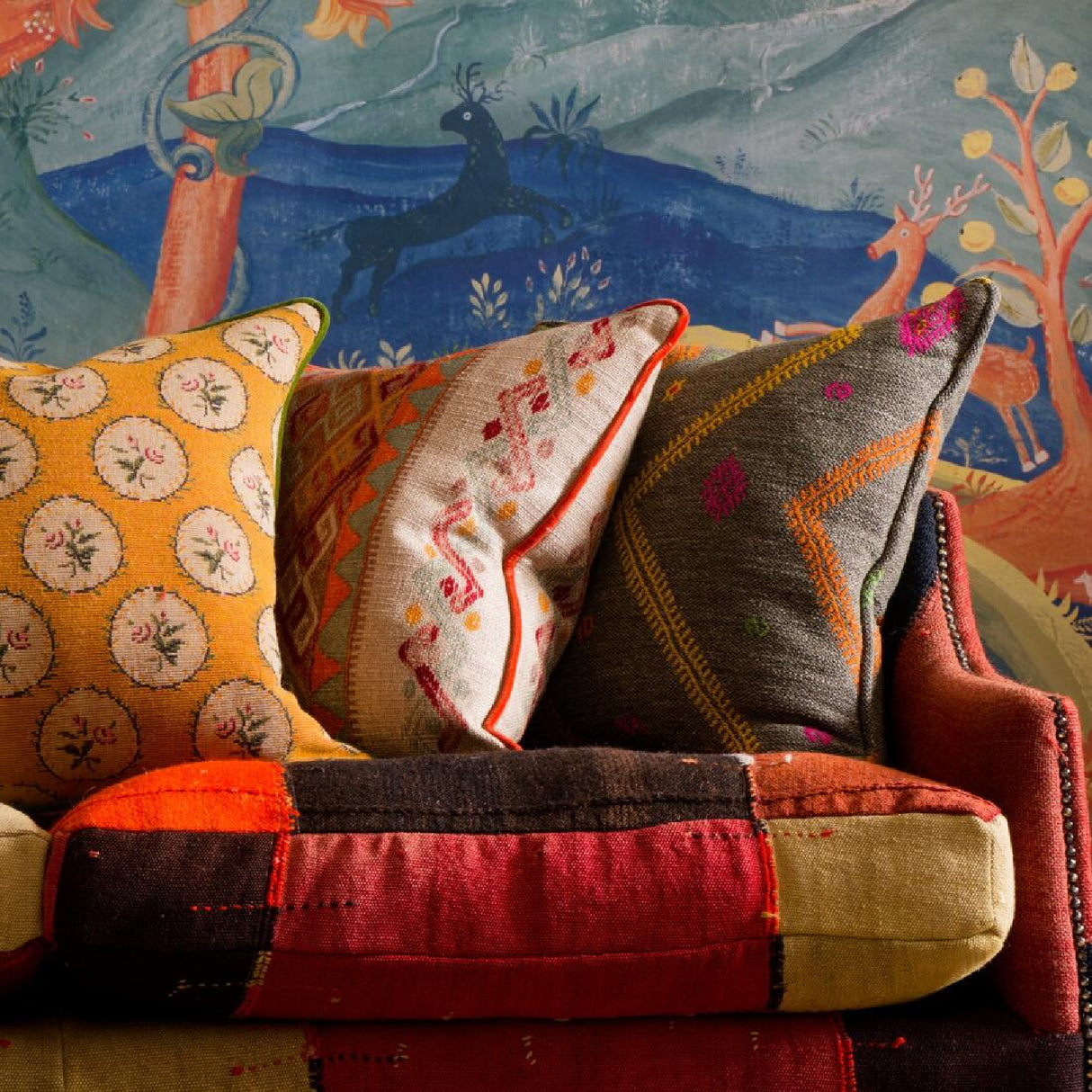 Orange Patterned Square Cushion | Oroa.com
