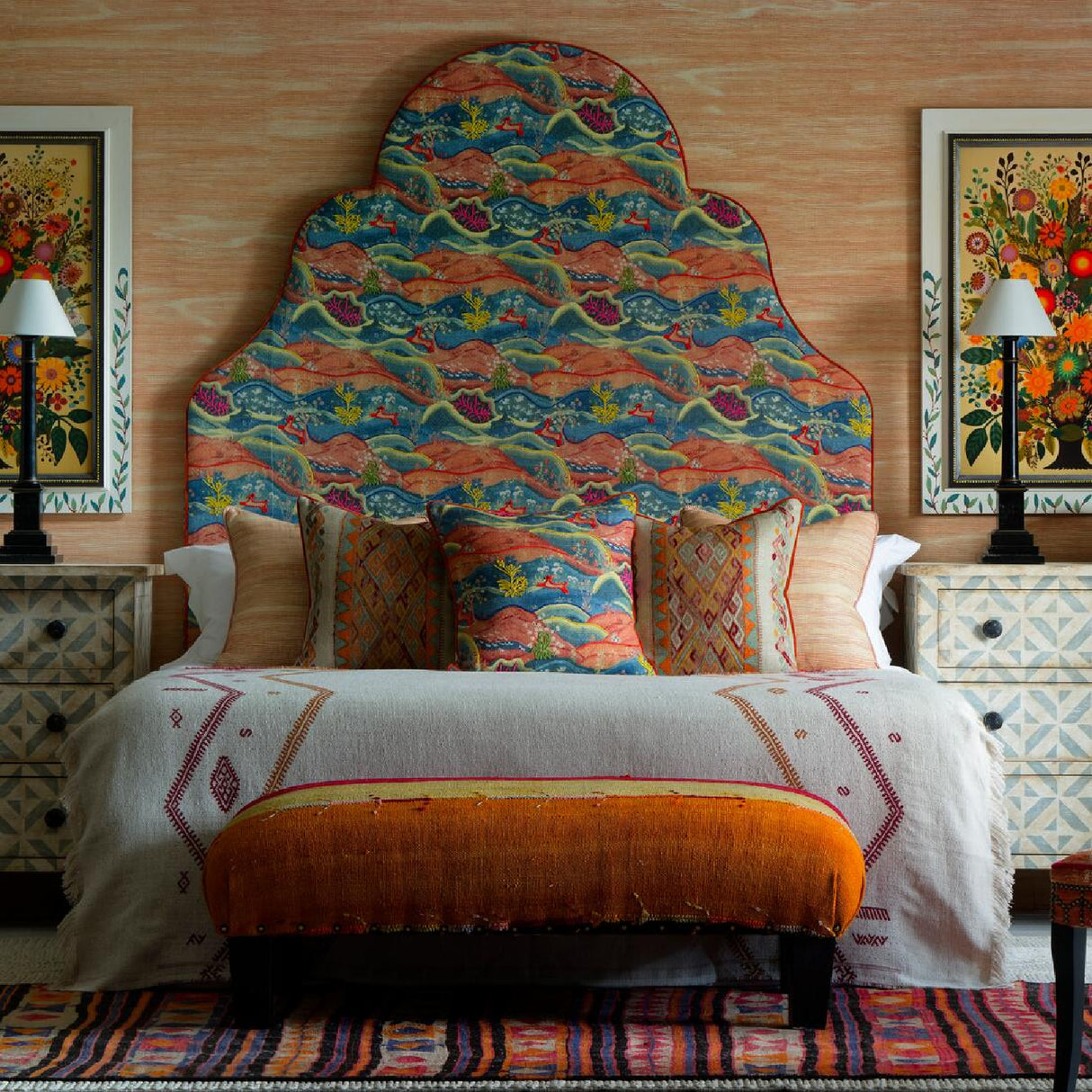 Orange Patterned Square Cushion | Oroa.com