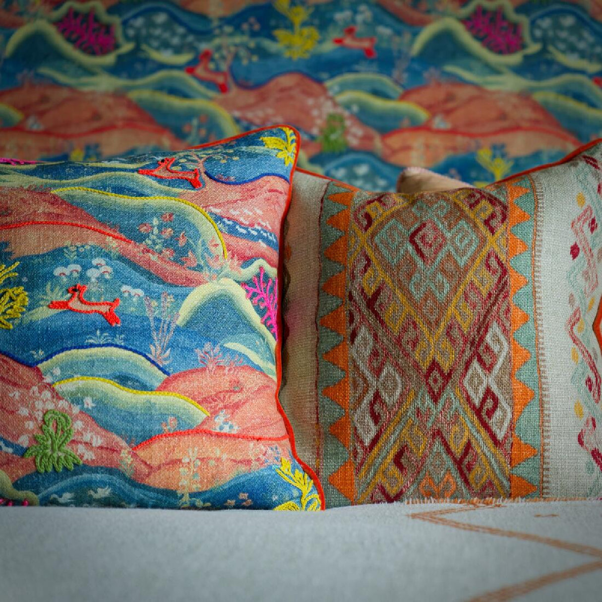 Orange Patterned Square Cushion | Oroa.com