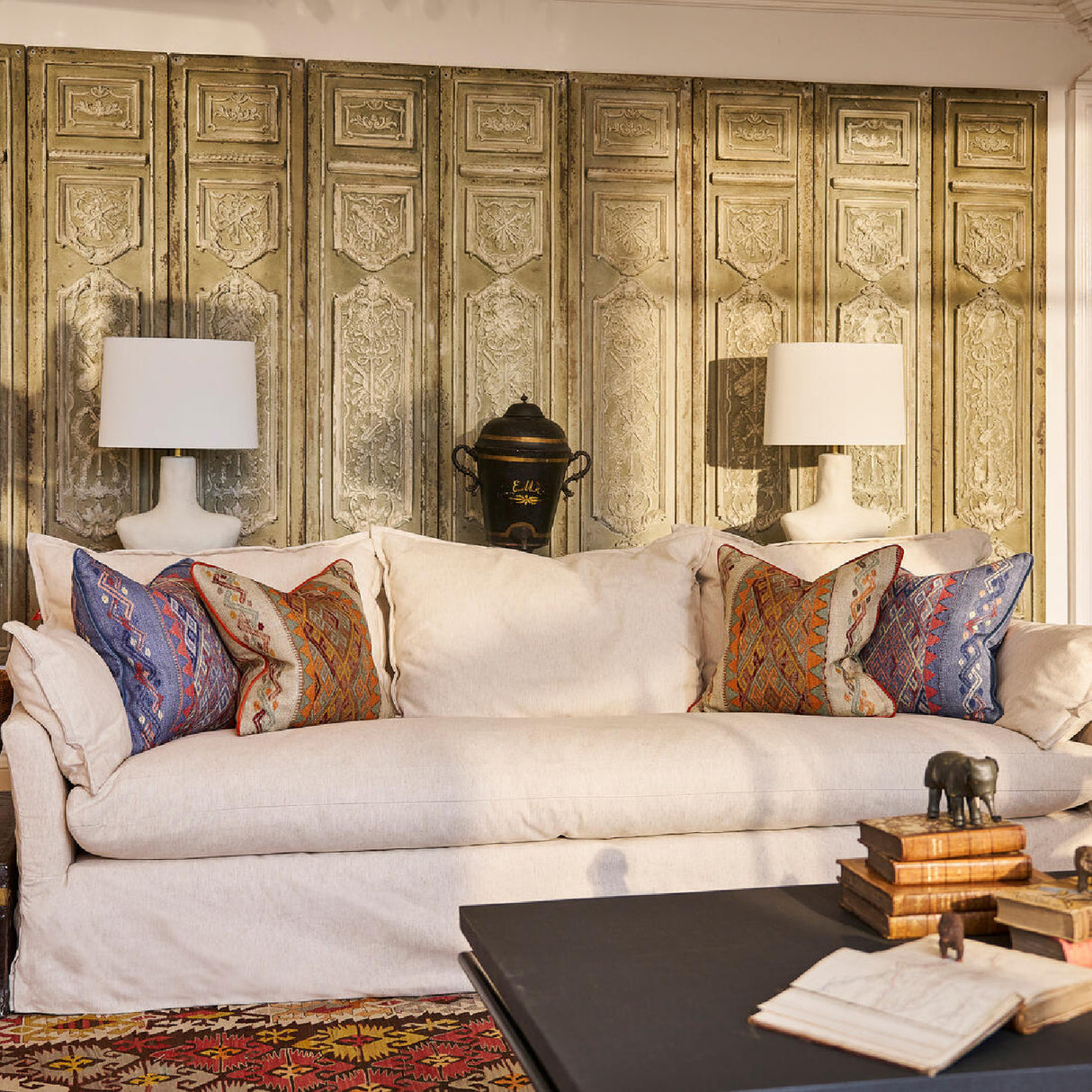 Orange Patterned Square Cushion | Oroa.com