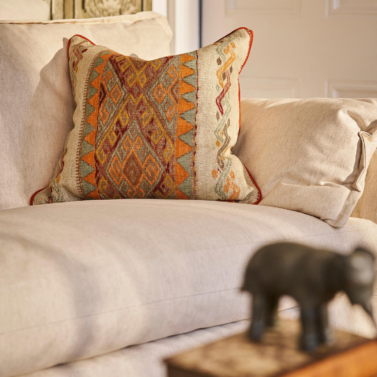 Orange Patterned Square Cushion | Oroa.com