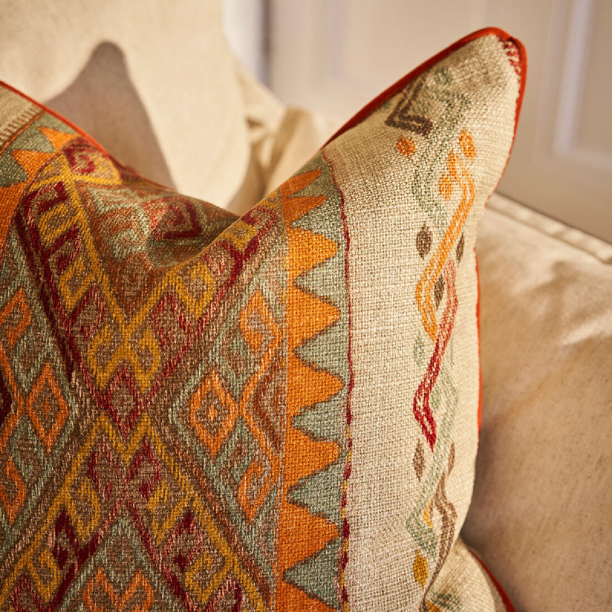 Orange Patterned Square Cushion | Oroa.com
